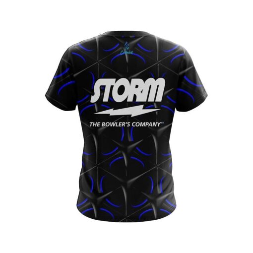 Storm Blue And Black Grid CoolWick Bowling Jersey - Image 2