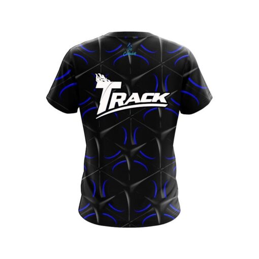 Track Blue And Black Grid CoolWick Bowling Jersey - Image 2
