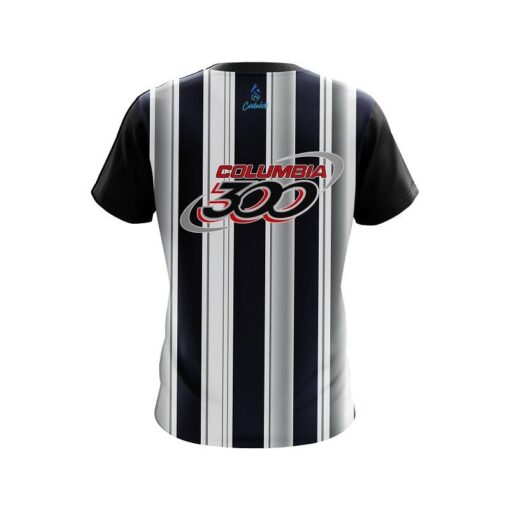 Columbia 300 Navy Blue And Silver Retro  CoolWick Bowling Jersey - Image 2