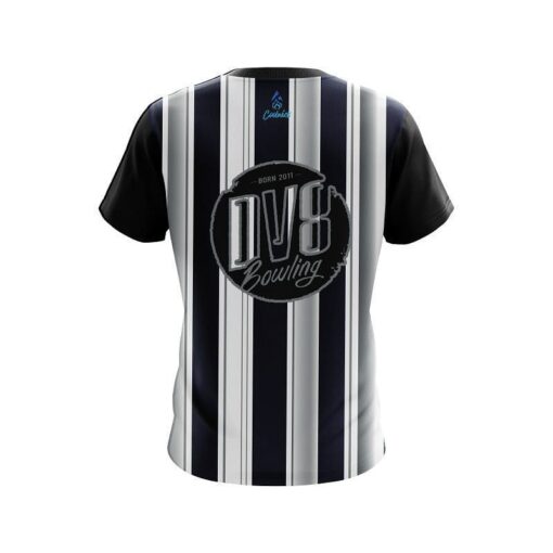 DV8 Navy Blue And Silver Retro CoolWick Bowling Jersey - Image 2