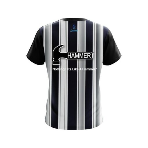 Hammer Navy Blue And Silver Retro CoolWick Bowling Jersey - Image 2