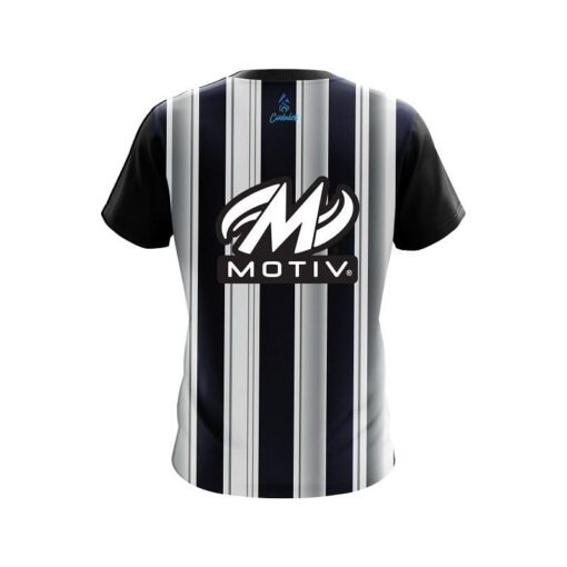 Motiv Navy Blue And Silver Retro CoolWick Bowling Jersey - Image 2