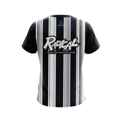 Radical  Navy Blue And Silver Retro CoolWick Bowling Jersey - Image 2