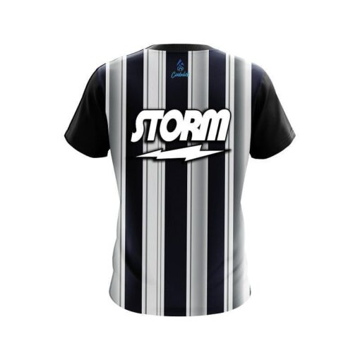 Storm Navy Blue And Silver Retro CoolWick Bowling Jersey - Image 2