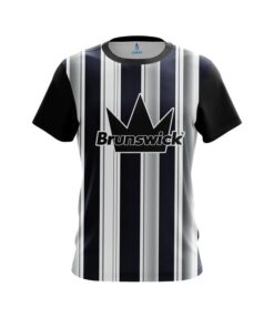 Brunswick Navy Blue And Silver Retro CoolWick Bowling Jersey