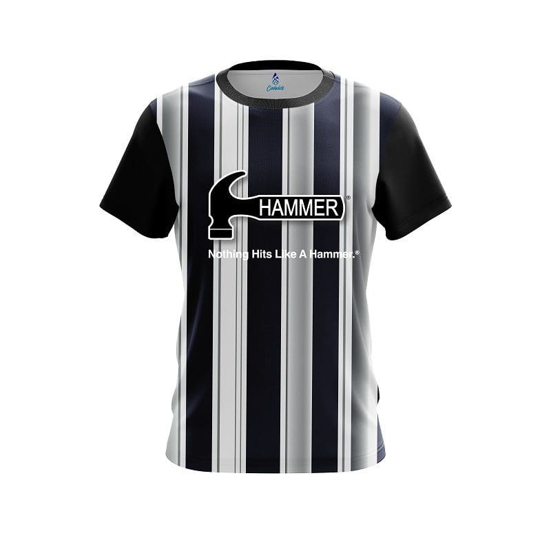 Hammer Navy Blue And Silver Retro CoolWick Bowling Jersey