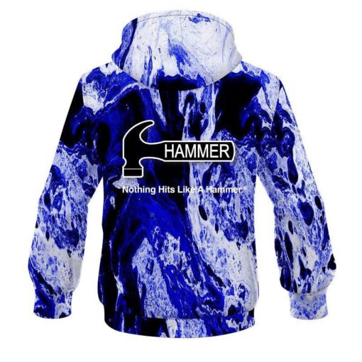 Hammer Marble Blue CoolWick Bowling Hoodie - Image 2