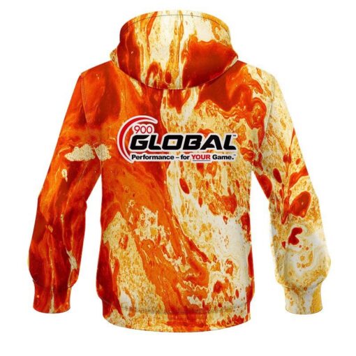 900 Global Marble Orange CoolWick Bowling Hoodie - Image 2