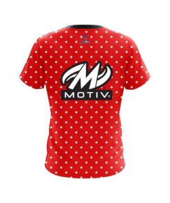 Alternative view of Motiv Red And White Dots CoolWick Bowling Jersey