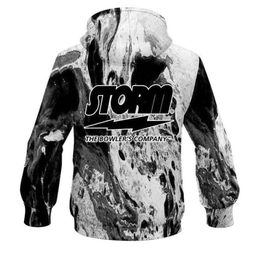 Storm Marble Black CoolWick Bowling Hoodie - Image 2