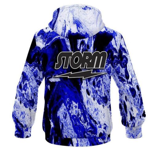 Storm Marble Blue CoolWick Bowling Hoodie - Image 2