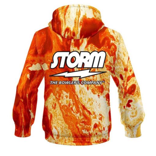 Storm Marble Orange CoolWick Bowling Hoodie - Image 2