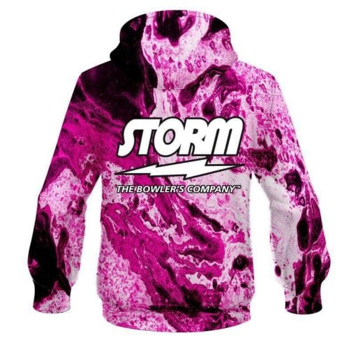 Storm Marble Pink CoolWick Bowling Hoodie - Image 2