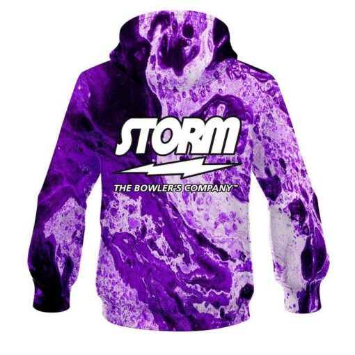 Storm Marble Purple CoolWick Bowling Hoodie - Image 2