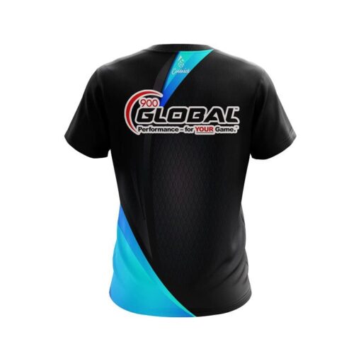 900 Global Carbon Aqua Swirl CoolWick Bowling Jersey - Image 2