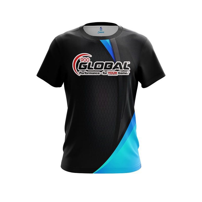 900 Global Carbon Aqua Swirl CoolWick Bowling Jersey