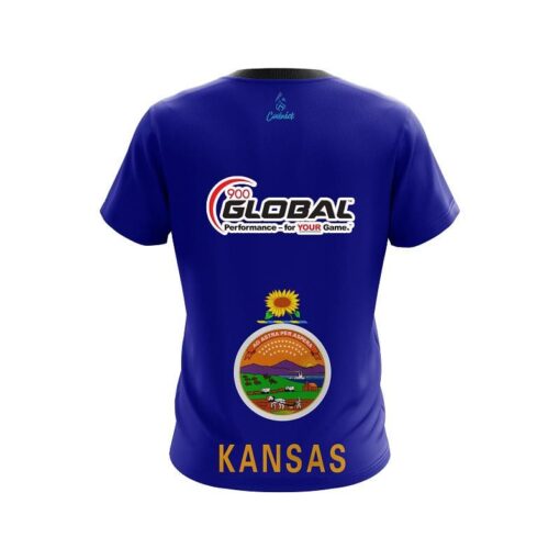 900 Global Kansas Flag CoolWick Bowling Jersey - Image 2