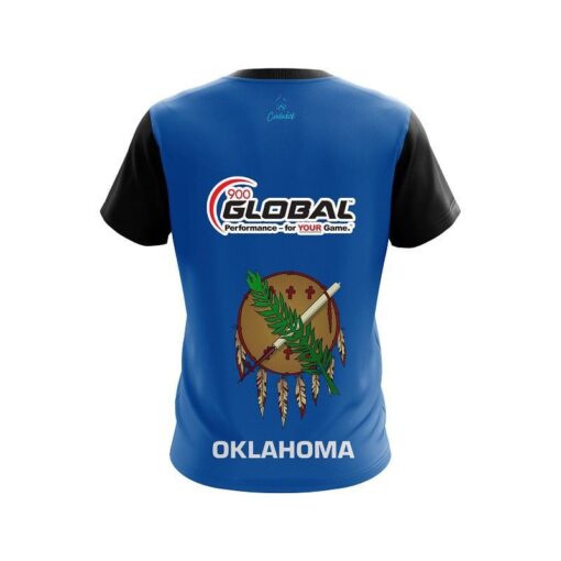 900 Global Oklahoma Flag CoolWick Bowling Jersey - Image 2