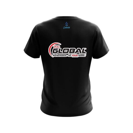 900 Global Plain Black CoolWick Bowling Jersey - Image 2