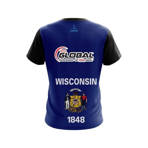 900 Global Wisconsin Flag CoolWick Bowling Jersey - Image 2