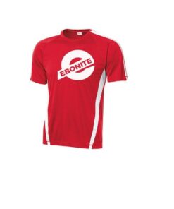 Ebonite Men's Affinity Performance Crew Bowling Shirt Dri-Fit Red White