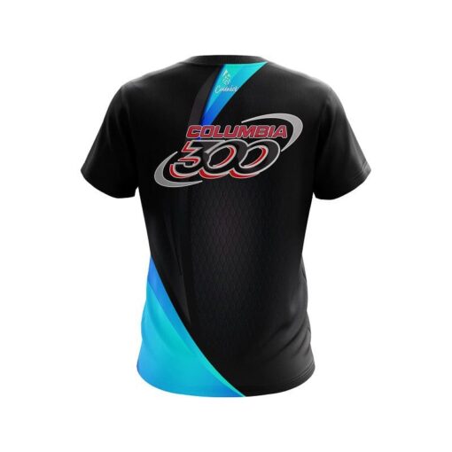 Columbia 300 Carbon Aqua Swirl CoolWick Bowling Jersey - Image 2