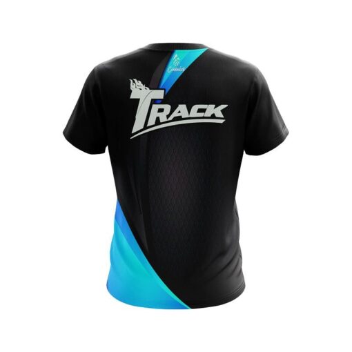 Track Carbon Aqua Swirl CoolWick Bowling Jersey - Image 2
