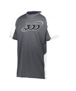 Columbia 300 Men's Tyrant Performance Crew Bowling Shirt Dri-Fit Graphite White