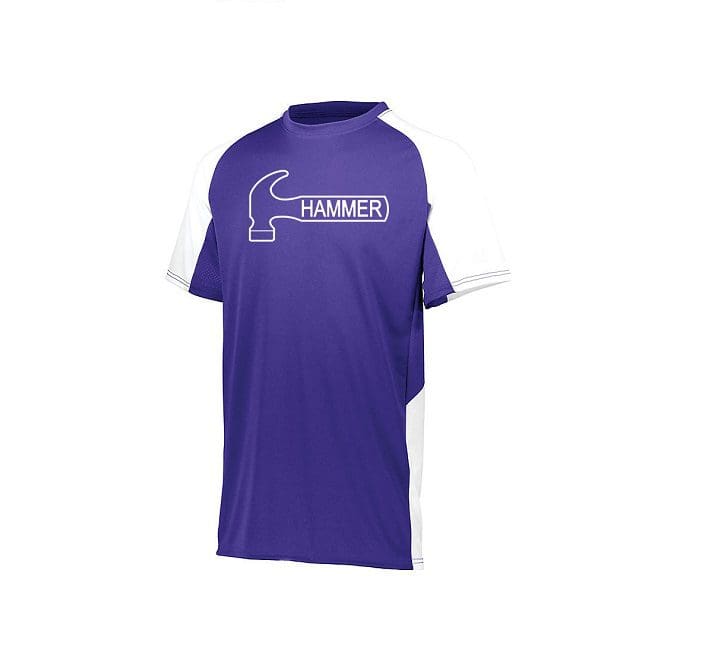 Hammer Men's Hot Sauce Performance Crew Neck Bowling Shirt Dri-Fit Purple White