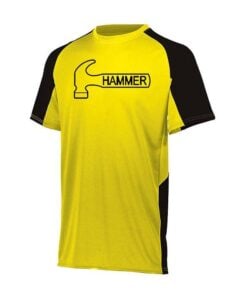 Hammer Men's Hot Sauce Performance Crew Neck Bowling Shirt Dri-Fit Yellow Black
