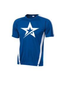 Roto Grip Men's Hustle Performance Crew Neck Bowling Shirt DriFit Royal White