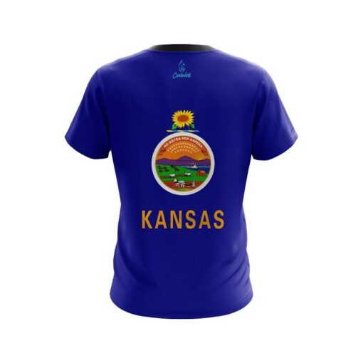 Plain Kansas Flag CoolWick Bowling Jersey - Image 2