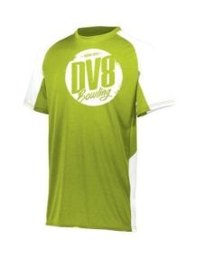 DV8 Men's Creed Performance Crew Neck Bowling Shirt Dri-Fit Lime White