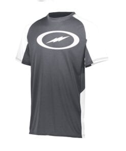 Storm Men's Lightning Performance Crew Bowling Shirt Dri-Fit Black White 