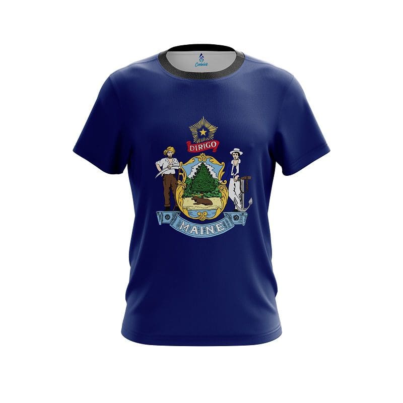 Plain Maine Flag CoolWick Bowling Jersey