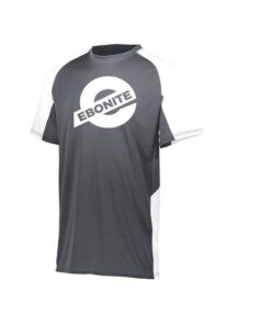Ebonite Men's Maxim Performance Crew Neck Bowling Shirt Dri-Fit Graphite White