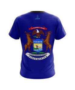 Alternative view of Plain Michigan Flag CoolWick Bowling Jersey