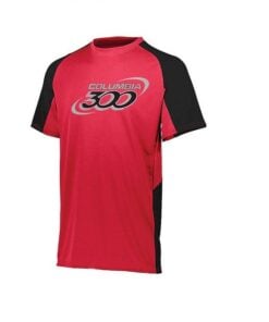 Columbia 300 Men's Tyrant Performance Crew Bowling Shirt Dri-Fit Red Black