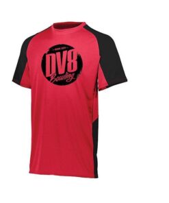 DV8 Men's Creed Performance Crew Neck Bowling Shirt Dri-Fit Red Black