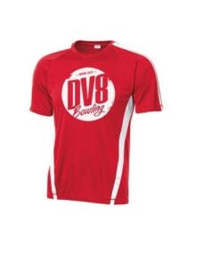 DV8 Men's Rumor Performance Crew Neck Bowling Shirt DriFit Red White