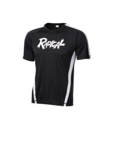 Radical Men's Slash Performance Crew Neck Bowling Shirt Dri-Fit Black White