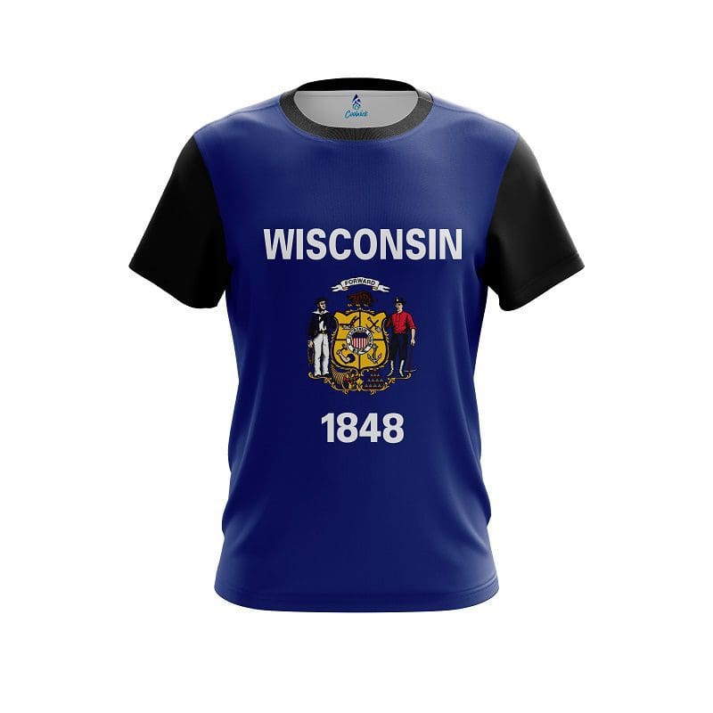 Plain Wisconsin Flag CoolWick Bowling Jersey