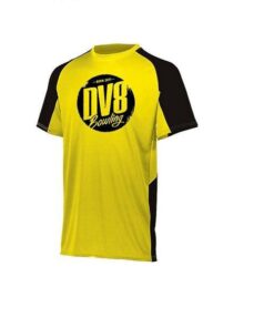 DV8 Men's Creed Performance Crew Bowling Shirt Dri-Fit Yellow Black