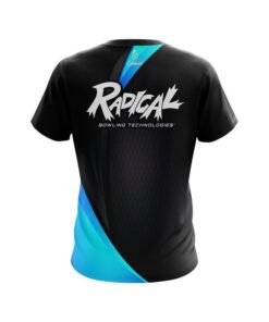 Alternative view of Radical Carbon Aqua Swirl CoolWick Bowling Jersey