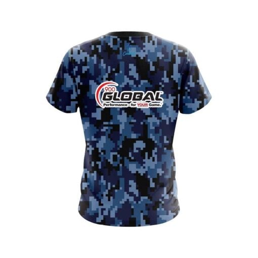 900 Global Digital Camo Blue CoolWick Bowling Jersey - Image 2