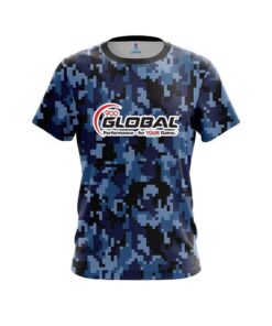 900 Global Digital Camo Blue CoolWick Bowling Jersey