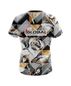 Alternative view of 900 Global Gold And Black Rose CoolWick Bowling Jersey