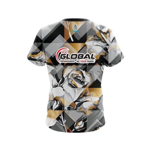 900 Global Gold And Black Rose CoolWick Bowling Jersey - Image 2
