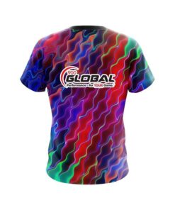 Alternative view of 900 Global Psychedelic Electric Wave CoolWick Bowling Jersey