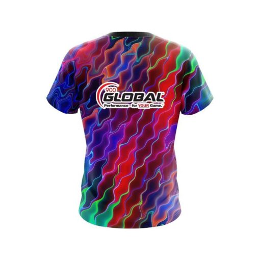 900 Global Psychedelic Electric Wave CoolWick Bowling Jersey - Image 2